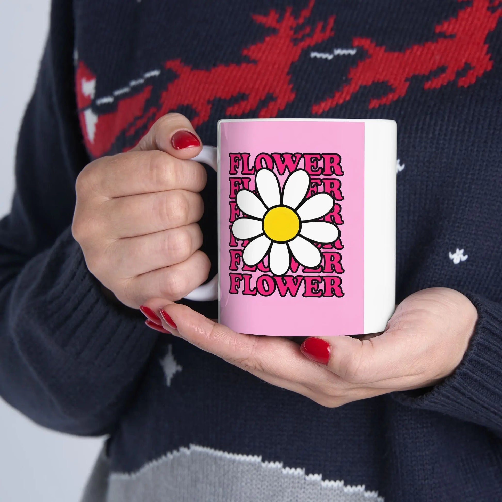 Pink Floral Coffee Mug Printify