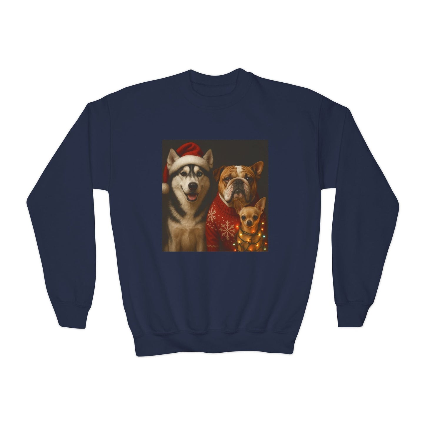 Youth Christmas Dog Sweatshirt Printify