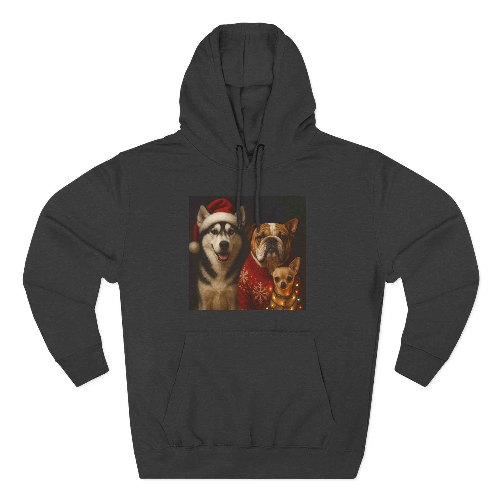 Fleece Hoodie - Fun Christmas Dogs Design Printify
