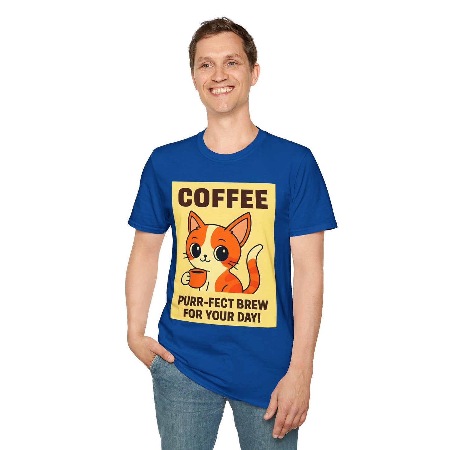 Purr-fect Brew Cat T-Shirt Printify