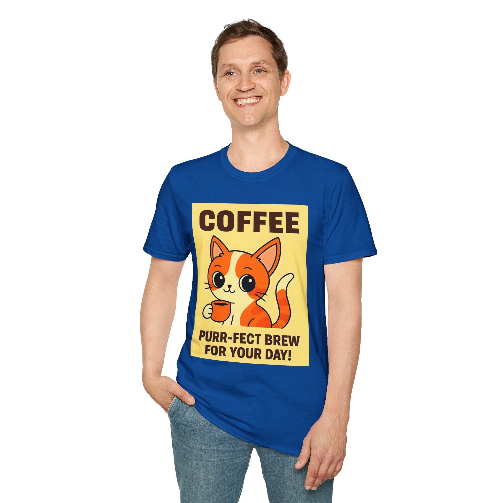 Purr-fect Brew Cat T-Shirt Printify
