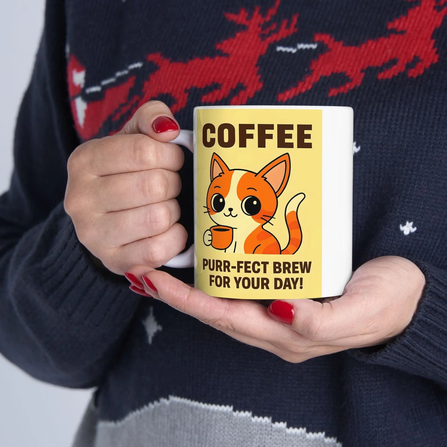 Purr-fect Brew Cat Lover Gift Mug Printify