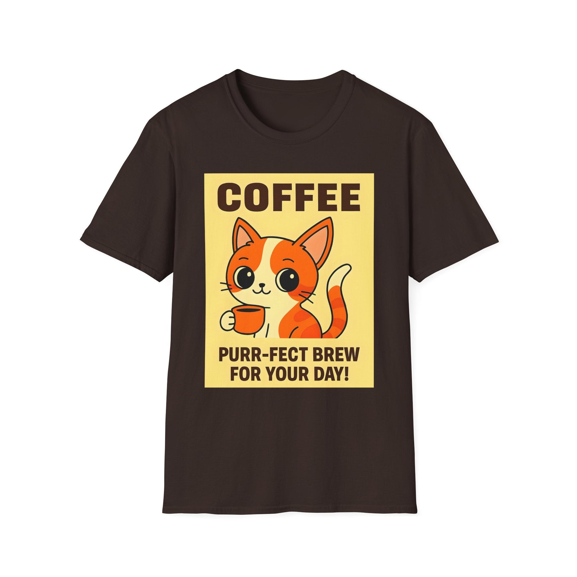 Purr-fect Brew Cat T-Shirt Printify