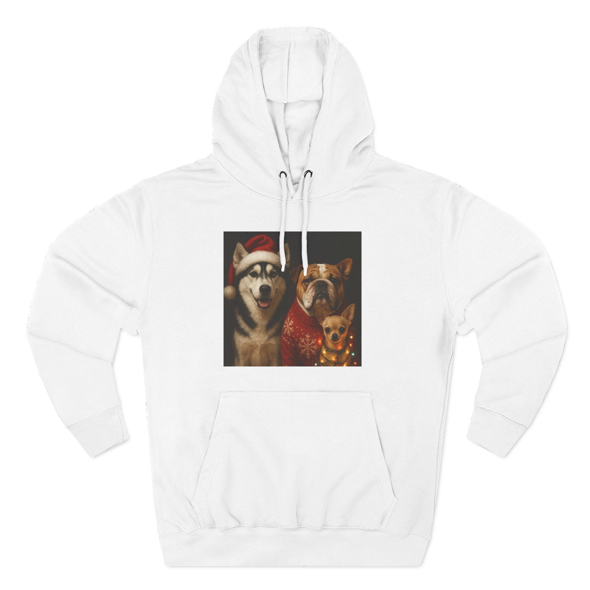 Fleece Hoodie - Fun Christmas Dogs Design Printify