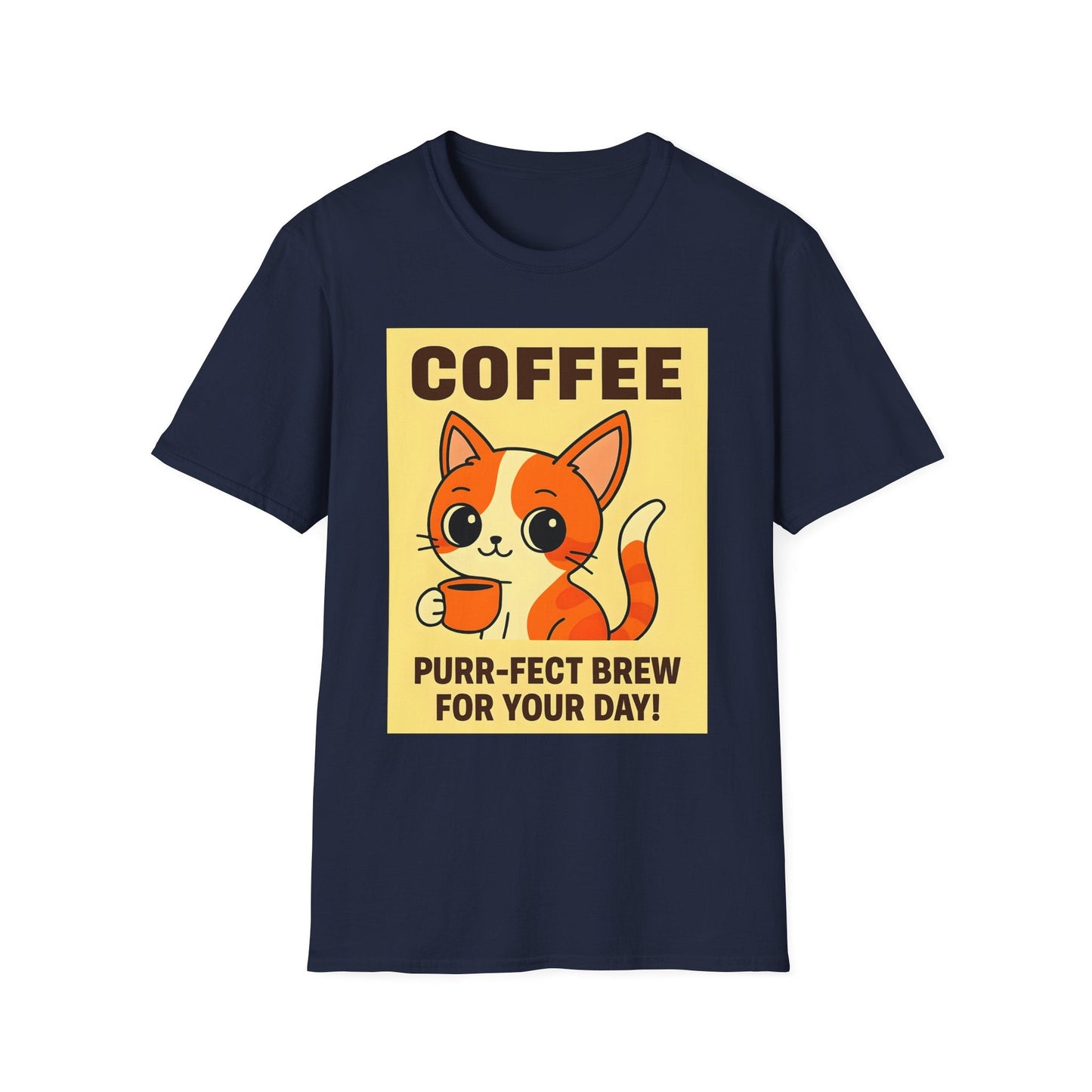 Purr-fect Brew Cat T-Shirt Printify
