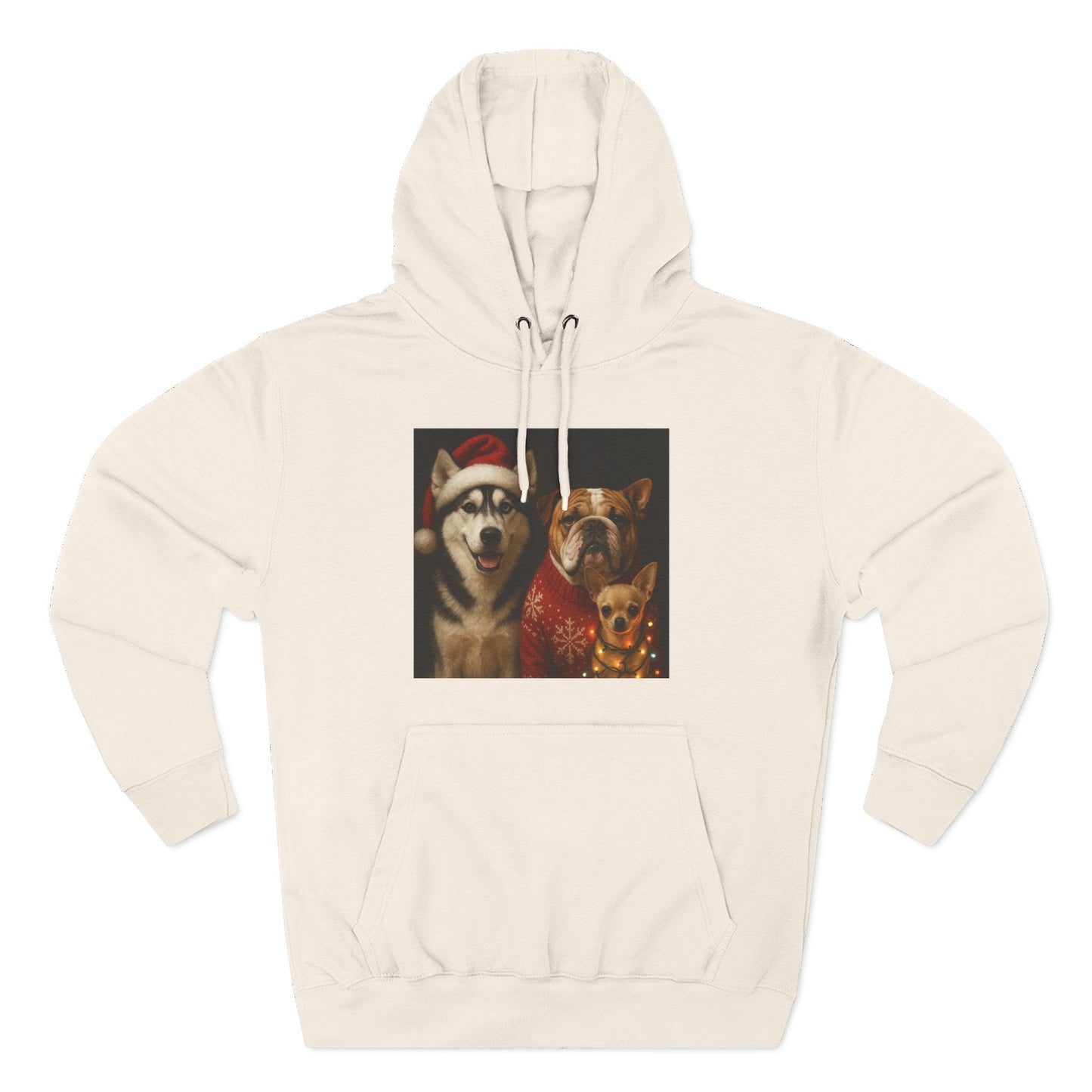 Fleece Hoodie - Fun Christmas Dogs Design Printify