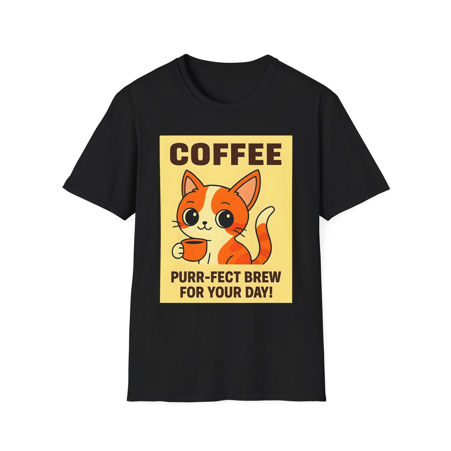 Purr-fect Brew Cat T-Shirt Printify