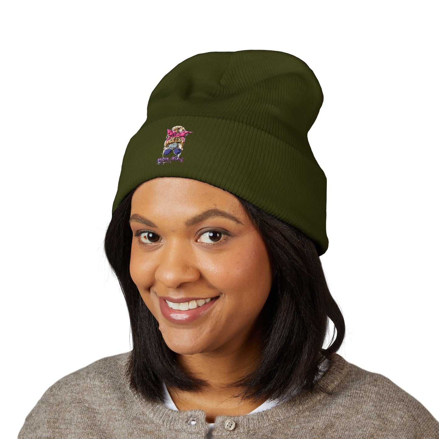 Mom Vibes Cuffed Beanie Printify