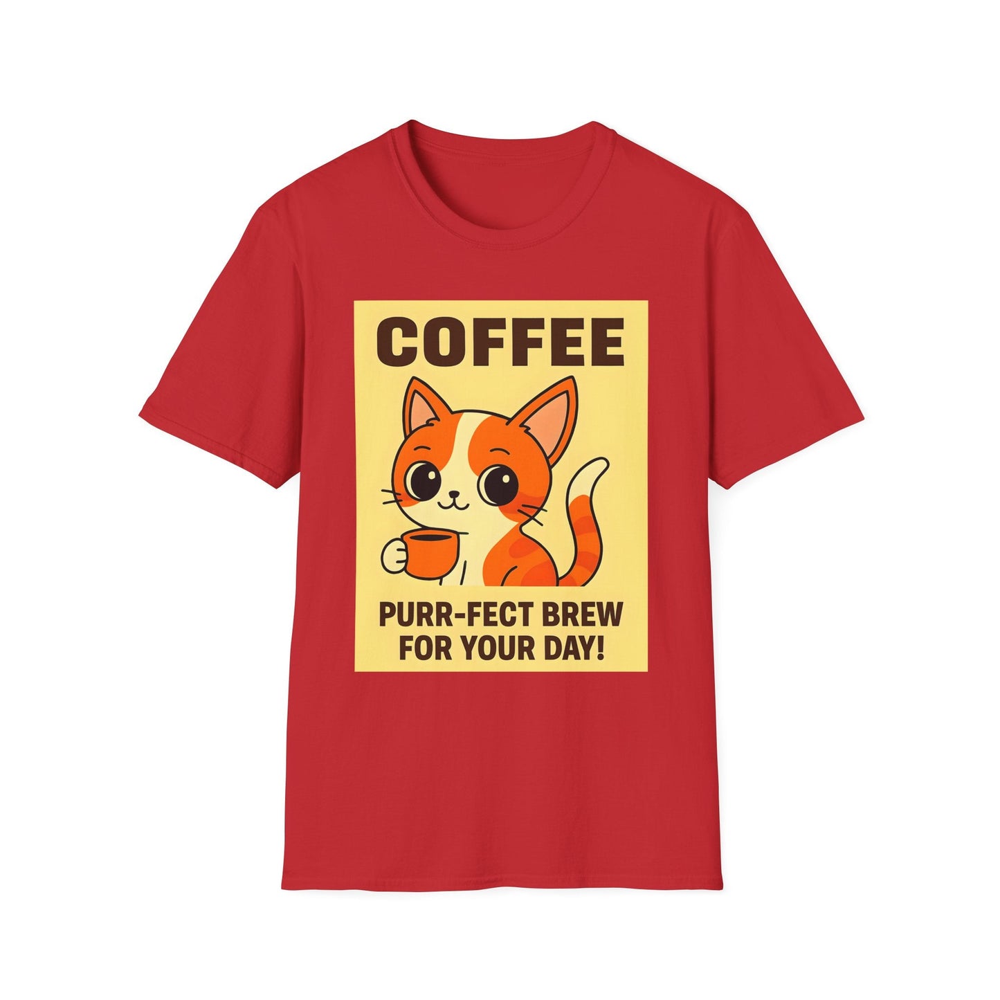 Purr-fect Brew Cat T-Shirt Printify