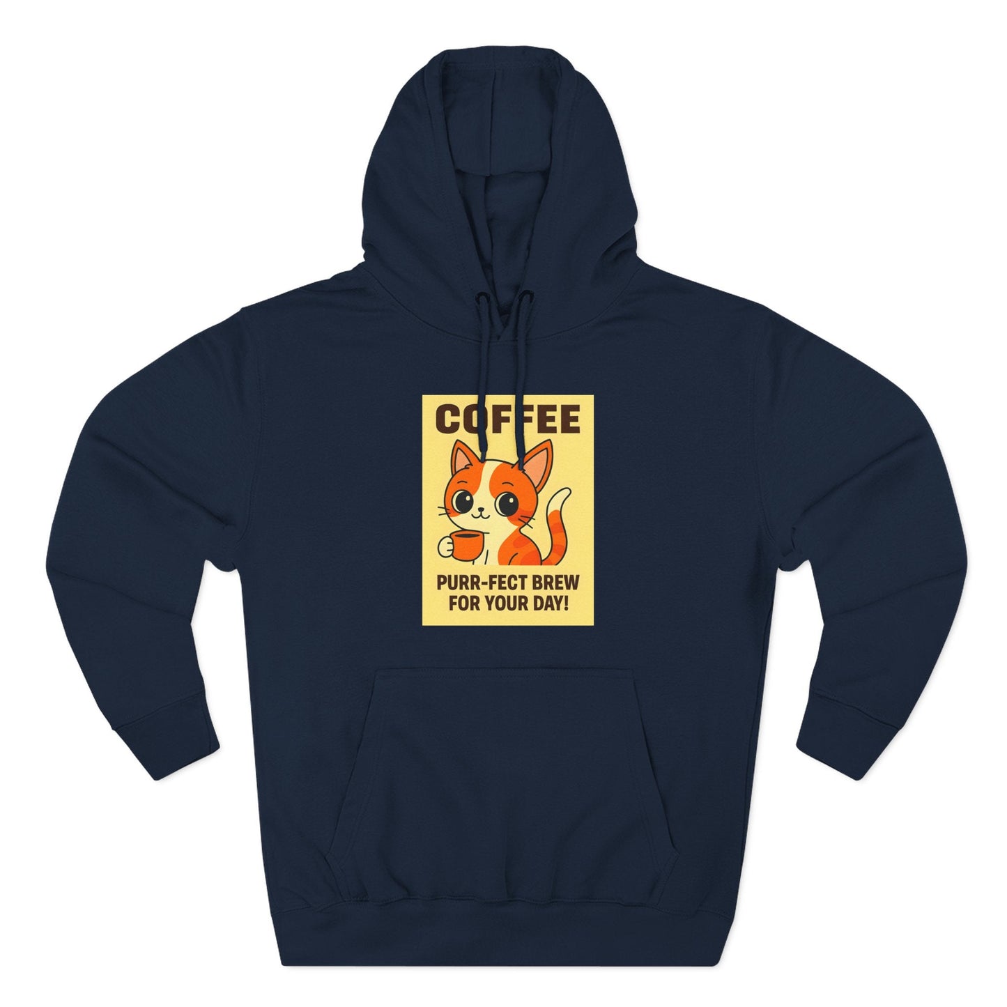 Coffee Cat Fleece Hoodie Printify