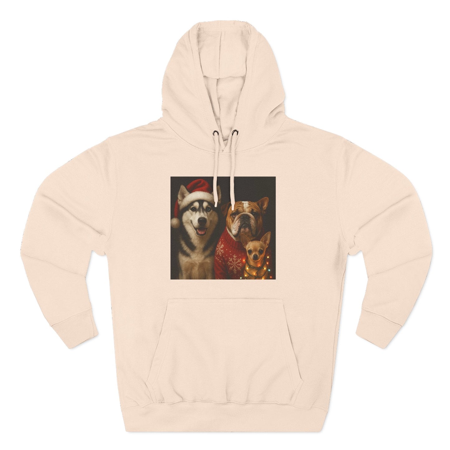 Fleece Hoodie - Fun Christmas Dogs Design Printify