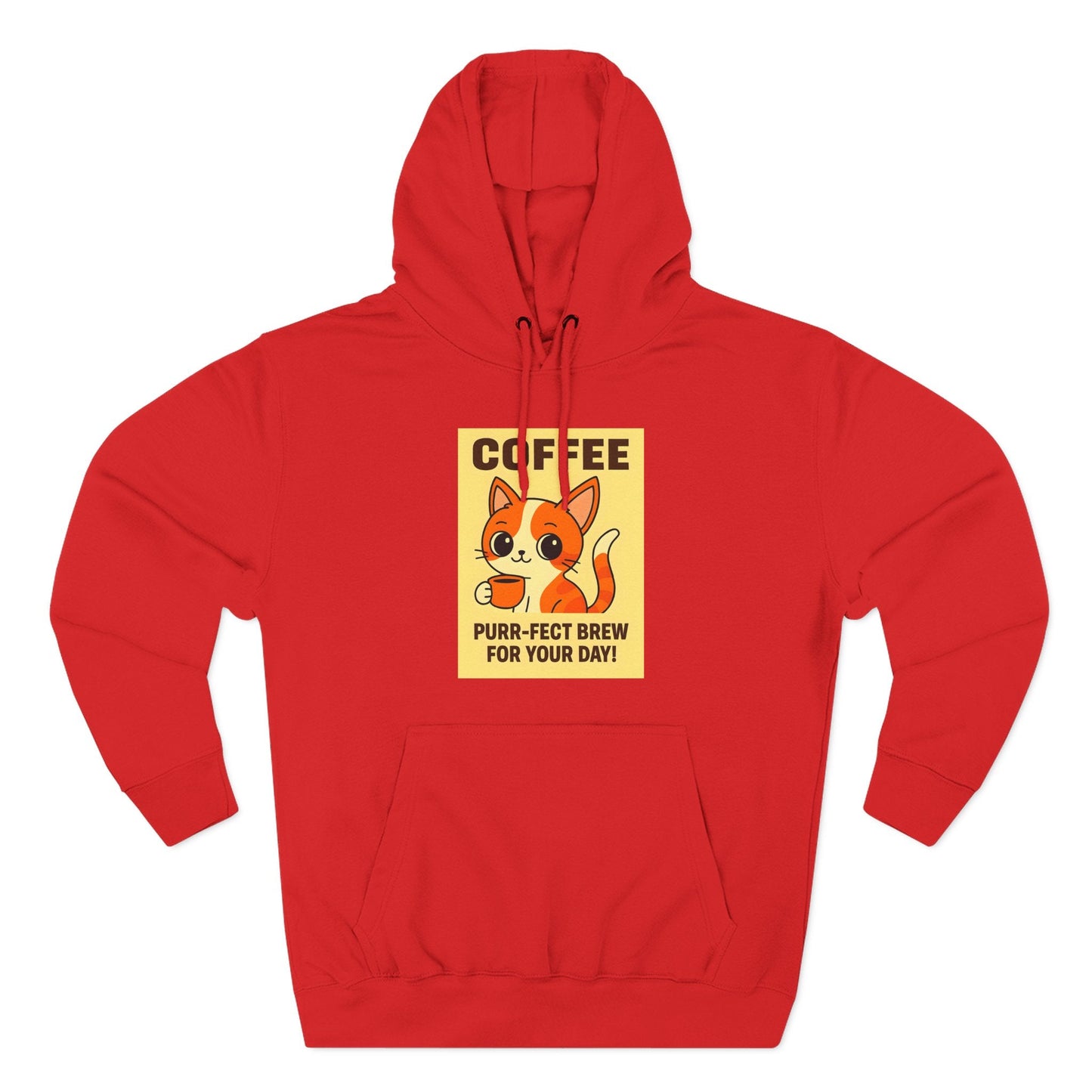 Coffee Cat Fleece Hoodie Printify