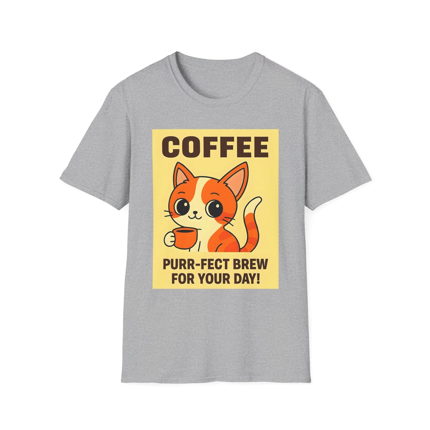 Purr-fect Brew Cat T-Shirt Printify