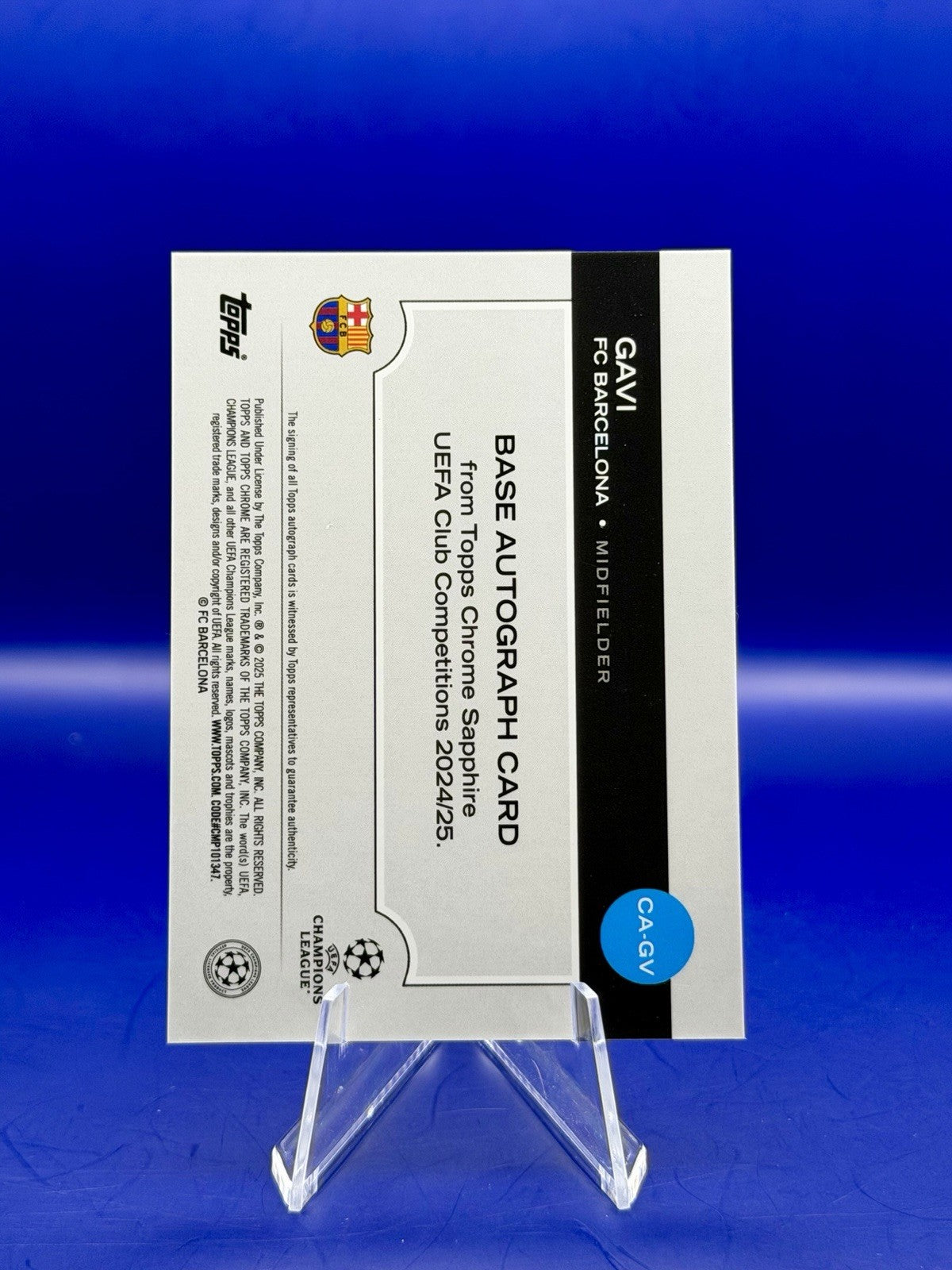 2024/25 Topps Chrome UCC Barcelona Gavi Gold Sapphire Auto /50