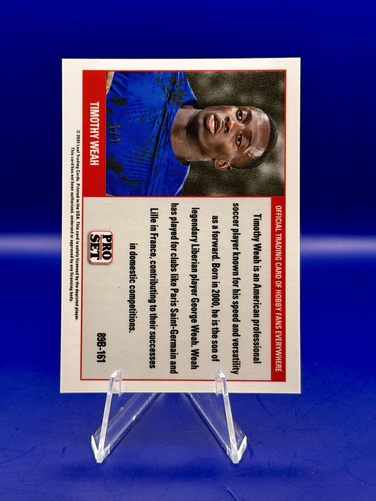2024 Leaf Pro Set Timothy Weah 1/1 USA Marseille