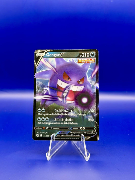 Pokemon Card Gengar v 156/264 Fusion Strike Half Art Holo Ultra Rare NM