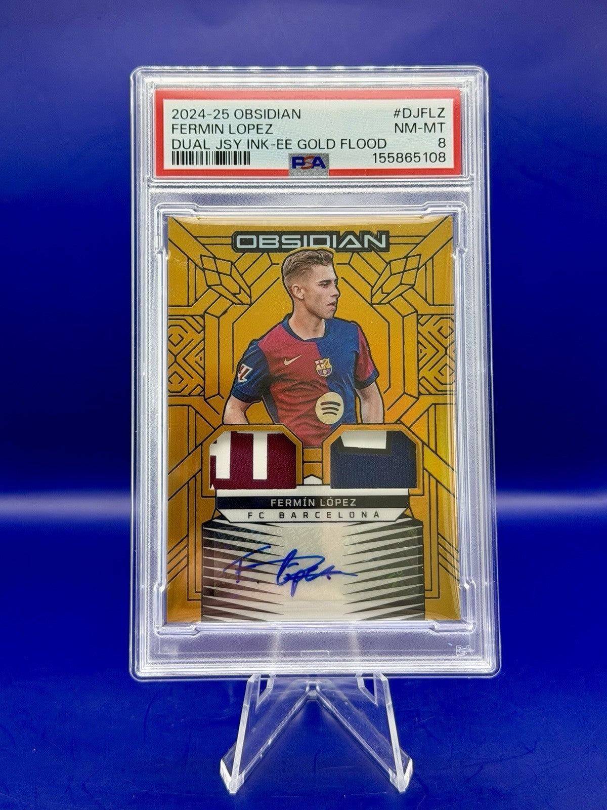 2024-25 Fermin Lopez Dual Jersey Ink-EE Gold Flood PSA 8