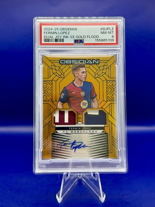 2024-25 Fermin Lopez Dual Jersey Ink-EE Gold Flood PSA 8