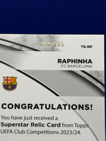 Topps UEFA Club Competitions 23-24 Raphinha Relic Barcelona /299