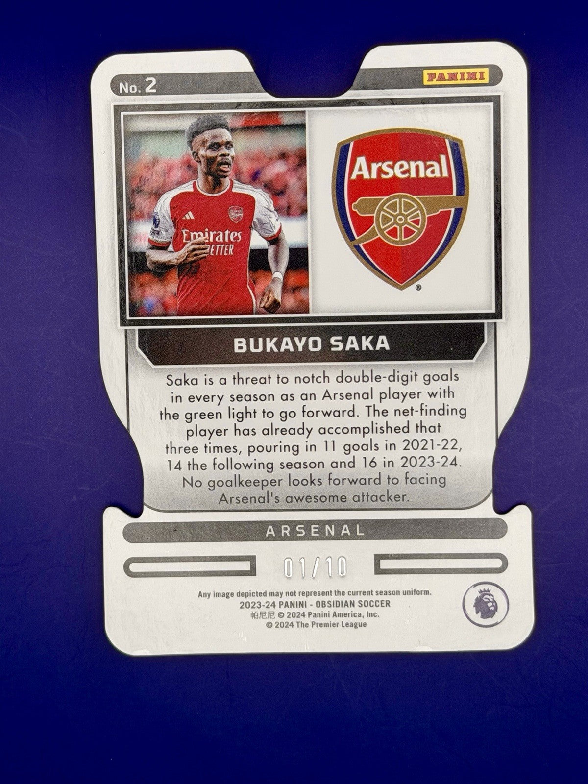 2023-24 Panini Obsidian Bukayo Saka Arsenal Red Supernova Book End 1/10