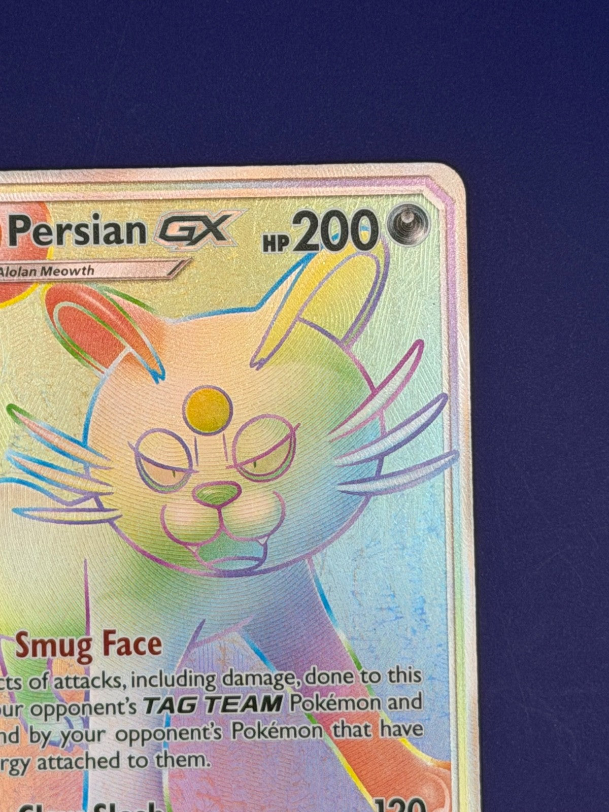 Alolan Persian GX 257/236 Cosmic Eclipse Secret Rainbow Rare Pokemon Card