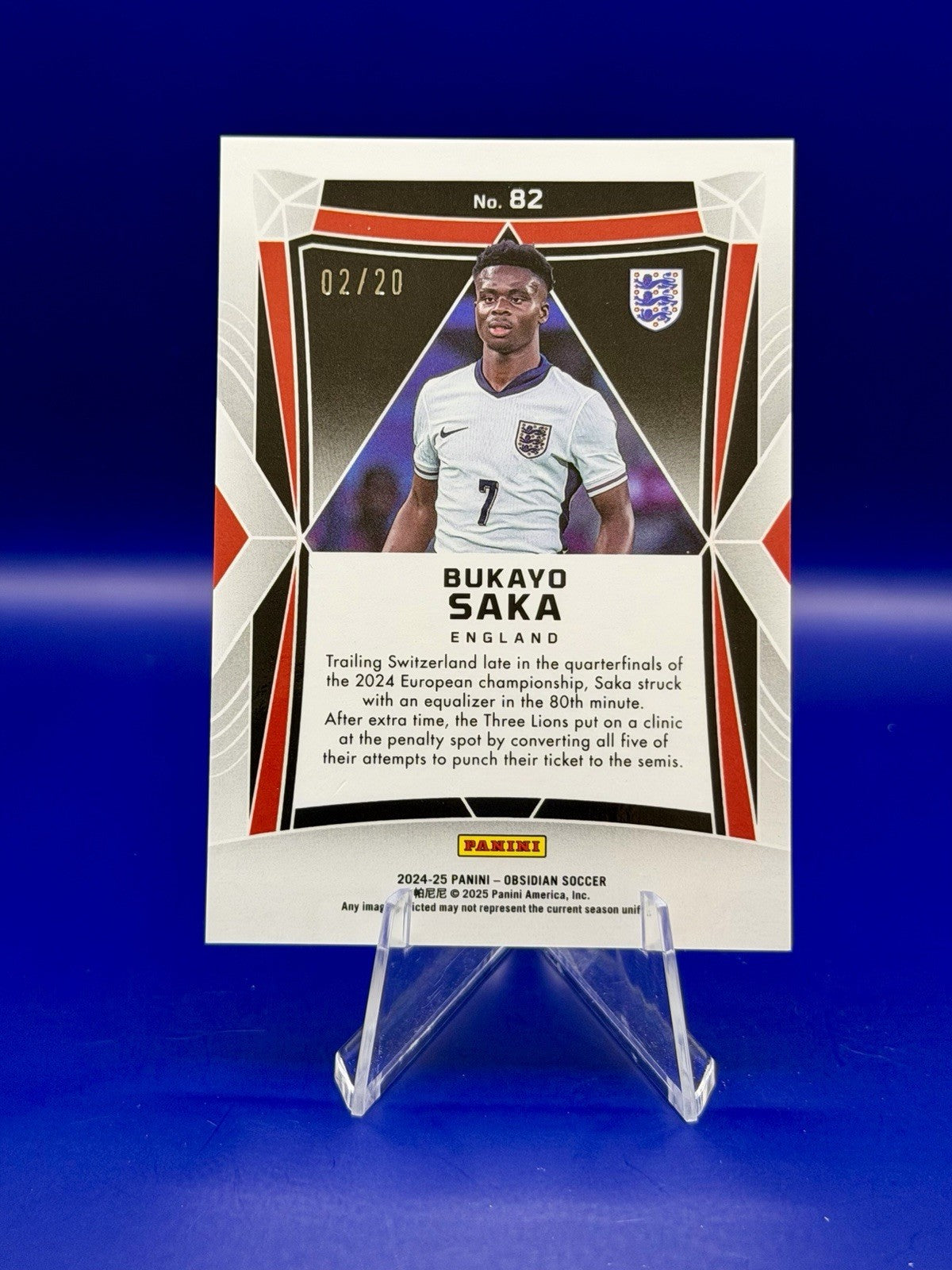 2024-25 Panini Obsidian - Bukayo Saka #82 Electric Etch Blue /20