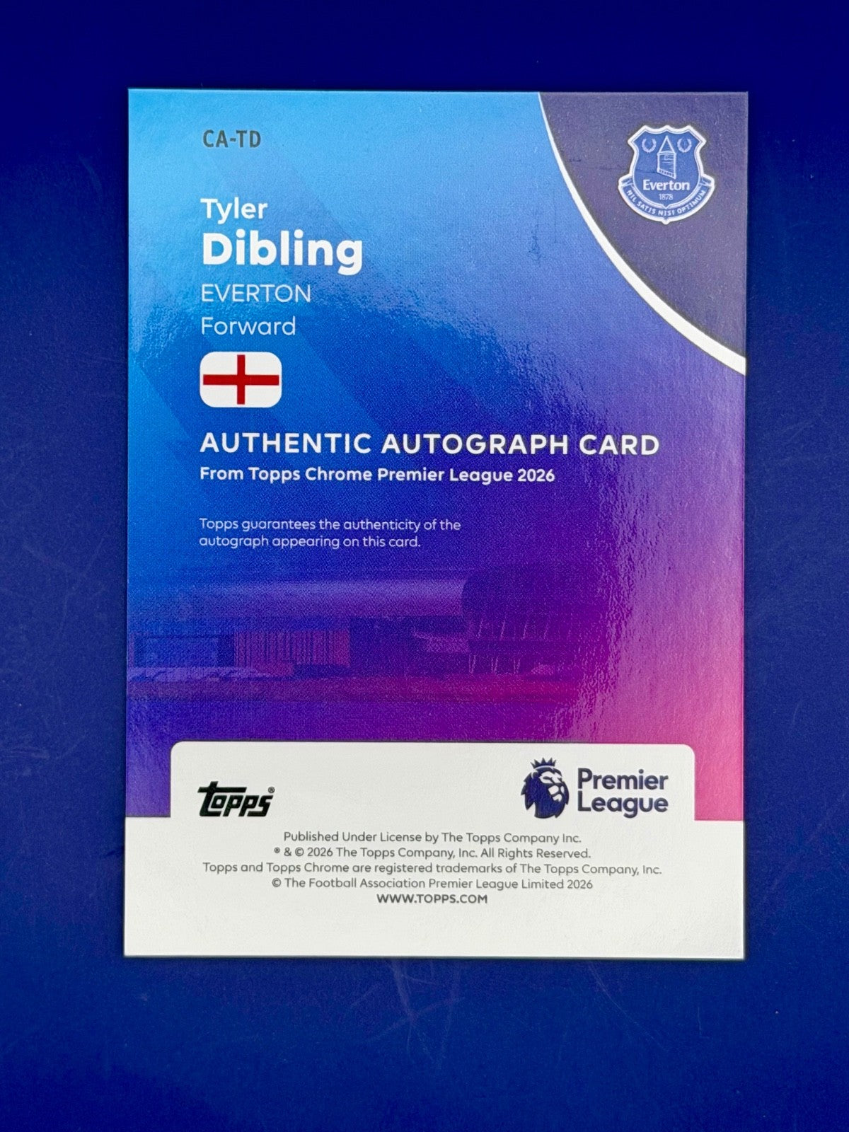 2025-26 Topps Chrome Premier League Tyler Dibling Black Geometric Auto 1/10