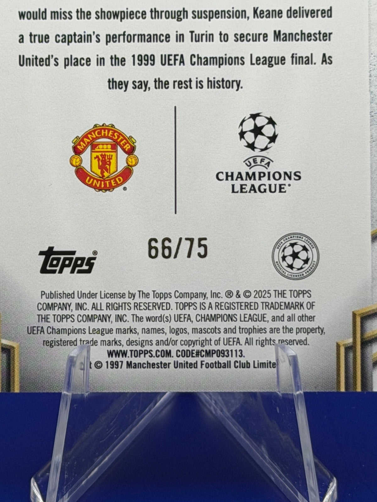 2025 Topps UCC Historic Captains Roy Keane /75