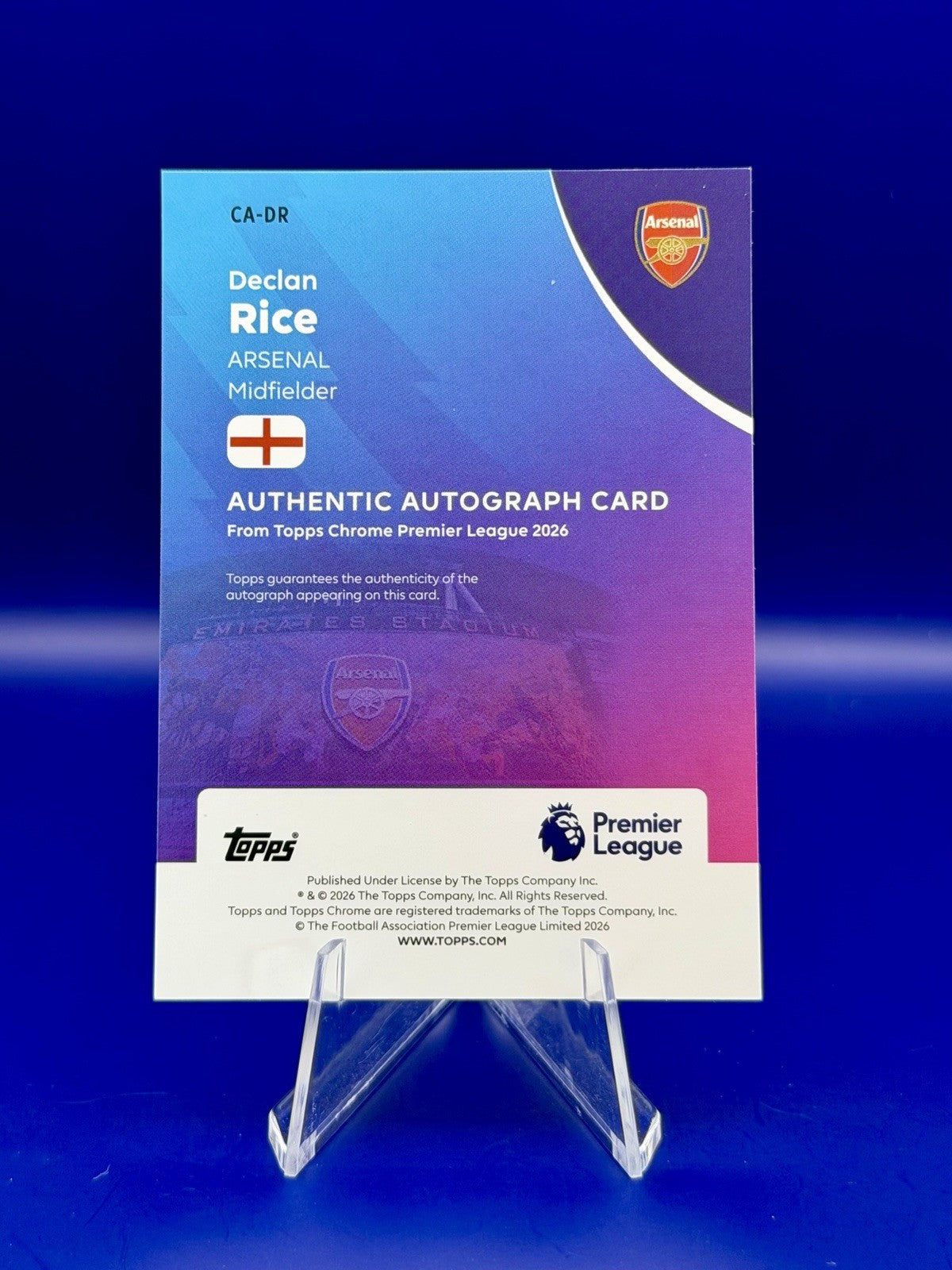 Topps Chrome Premier League 2026 Declan Rice Arsenal Auto /150
