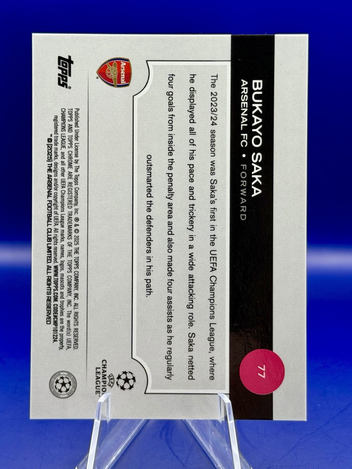 2023-24 Topps Chrome UCC Bukayo Saka Arsenal Orange /25