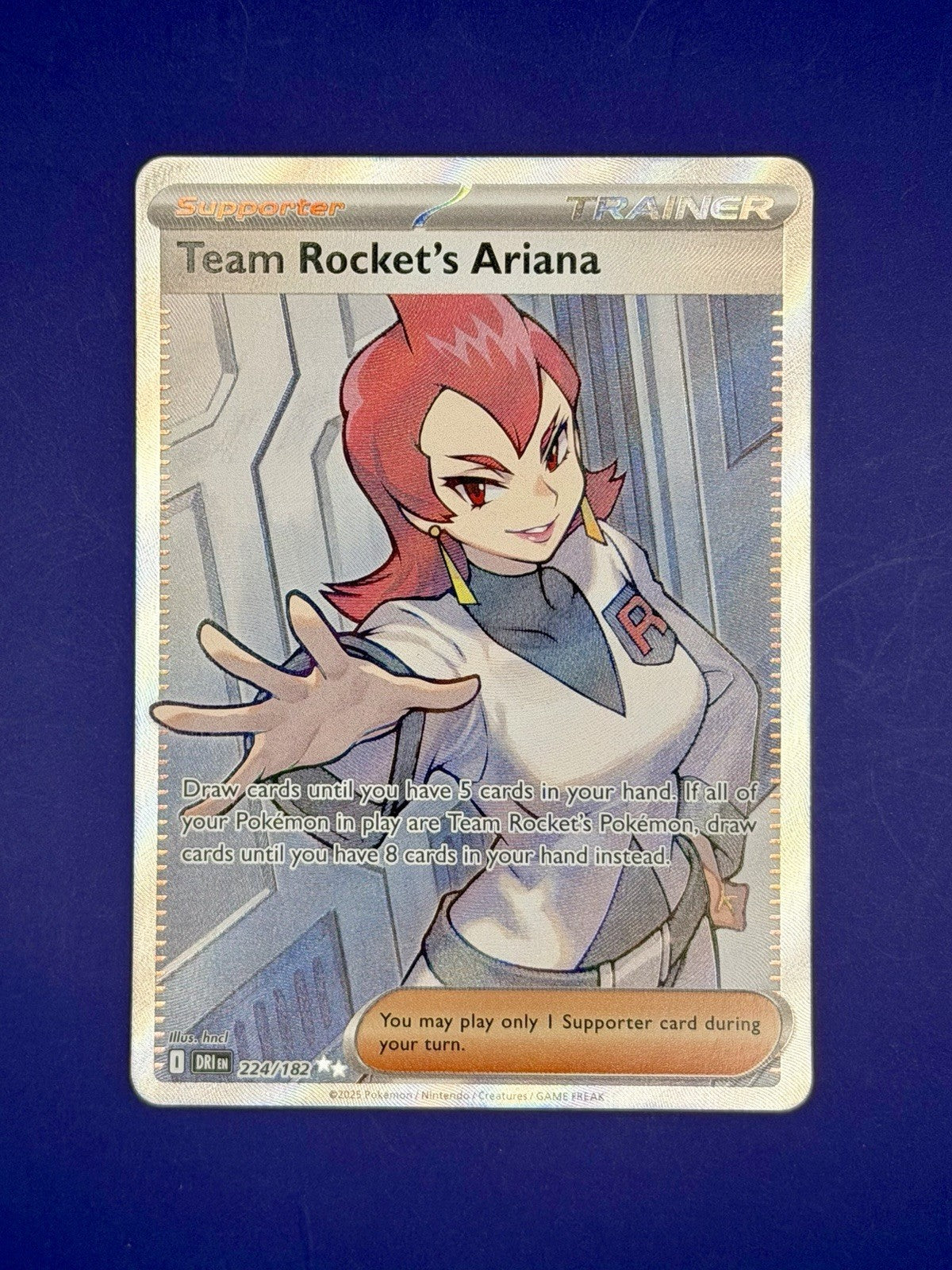 Team Rocket’s Ariana 224/182 Destined Rivals Pokemon Rare Holo TCG Card