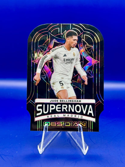 Jude Bellingham/28 Supernova Red Crystals from 2024-25 Panini Obsidian Soccer