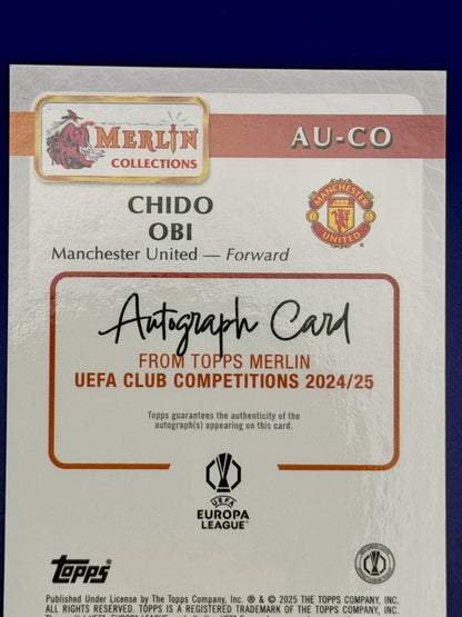 2025-25 Topps Merlin UCC Chido Obi Man Utd Rookie Auto