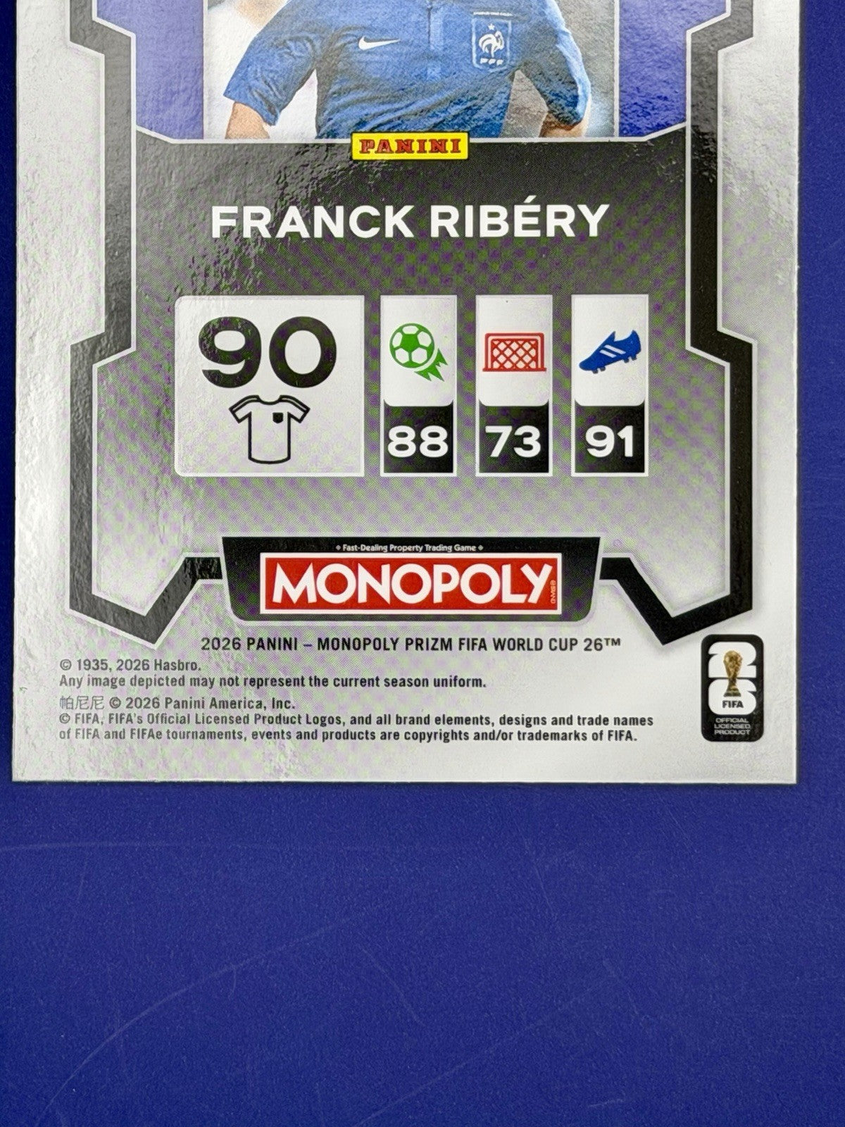 2026 Panini - Monopoly Prizm FIFA World Cup Frank Ribery France Blue Prizm