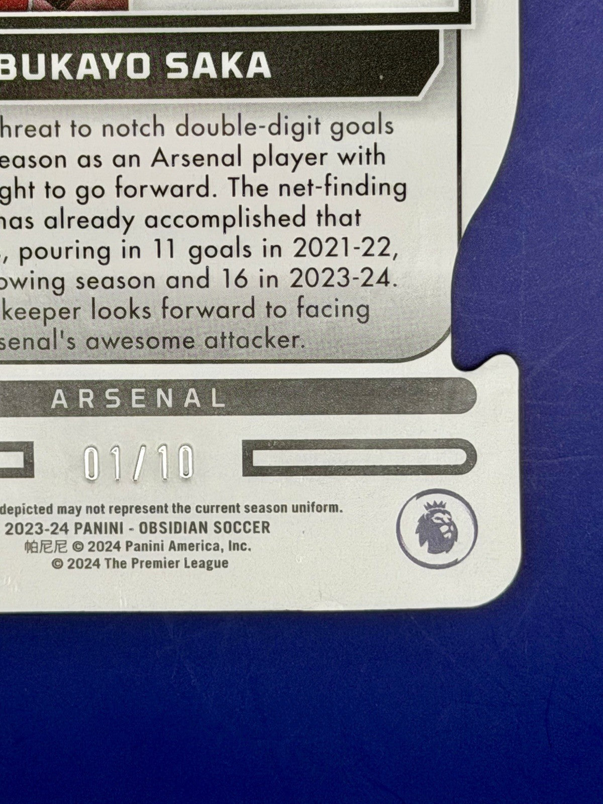 2023-24 Panini Obsidian Bukayo Saka Arsenal Red Supernova Book End 1/10