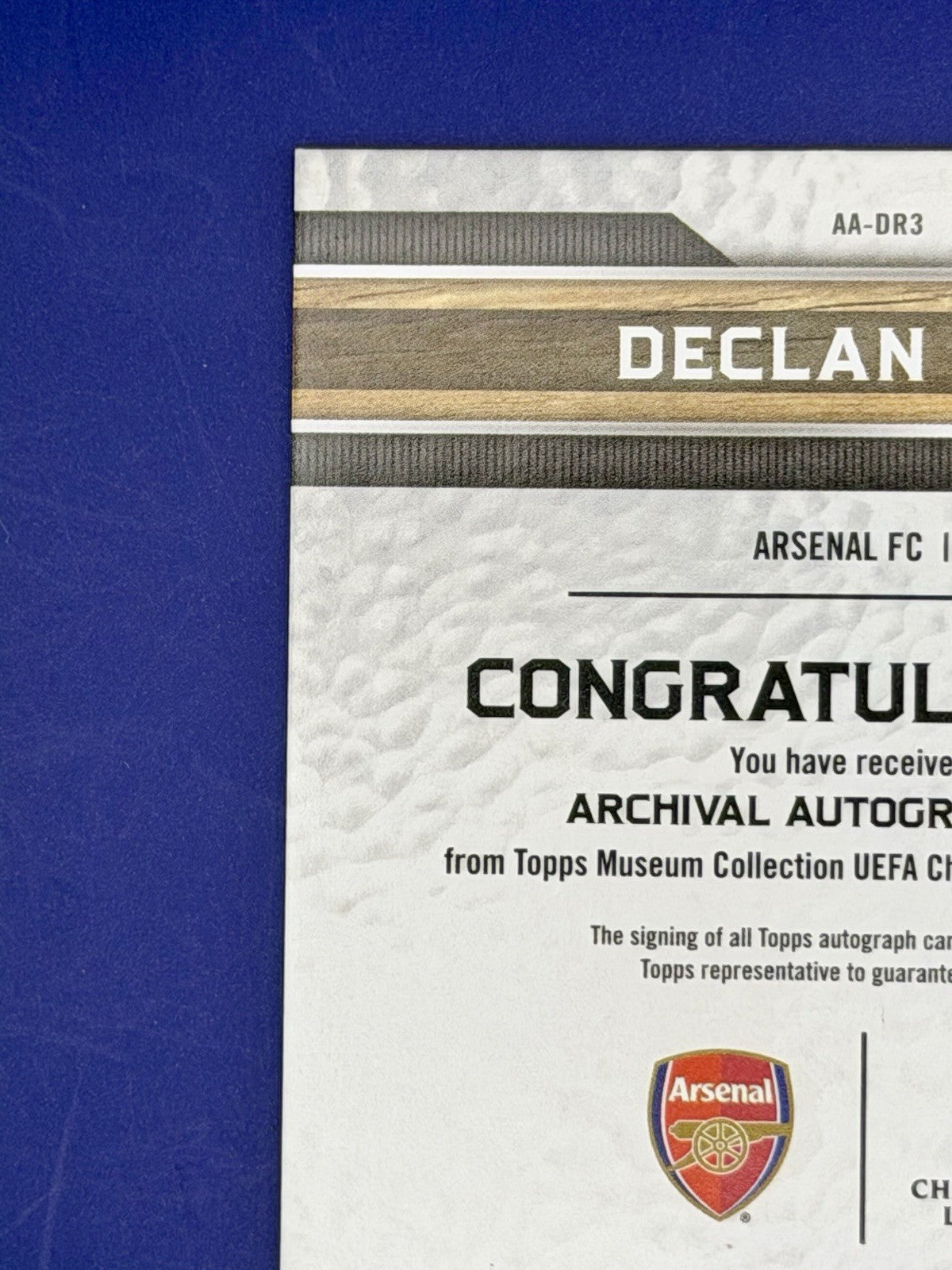 2023/24 Tops Museum Archival Arsenal England Declan Rice Auto /25