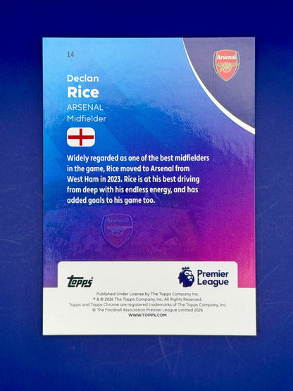 2025-26 Topps Chrome Declan Rice Arsenal Gold Refractor /50
