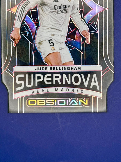 Jude Bellingham/28 Supernova Red Crystals from 2024-25 Panini Obsidian Soccer