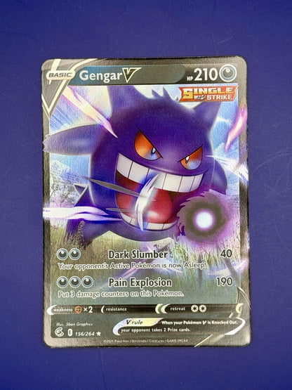 Pokemon Card Gengar v 156/264 Fusion Strike Half Art Holo Ultra Rare NM