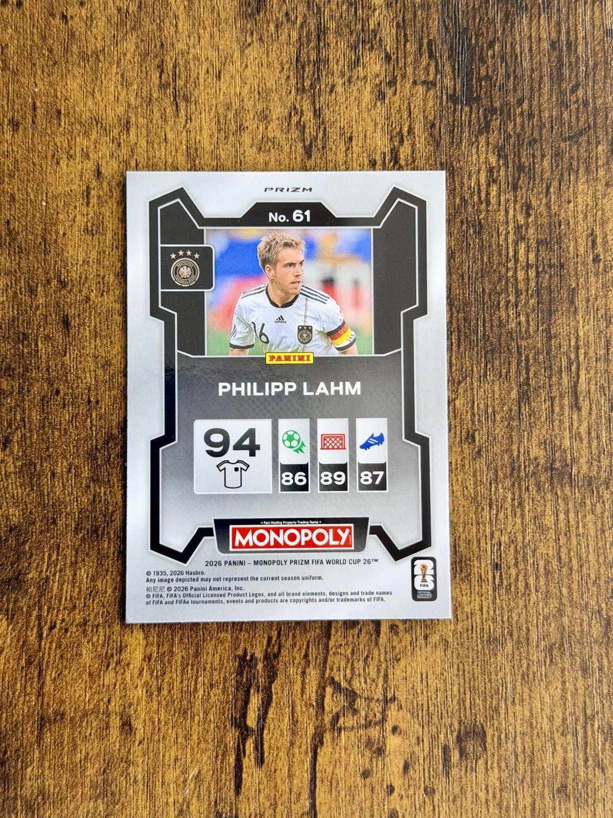 2026 Panini - Monopoly Prizm FIFA World Cup Philipp Lahm Germany Blue