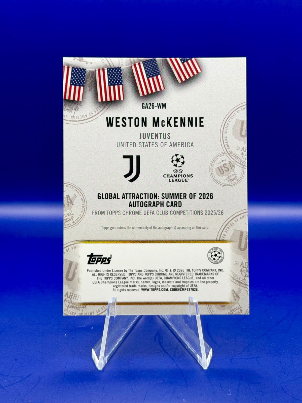 2025.26 Topps Chrome UCC Global Attractions Weston Mckennie (Case Hit) Auto /99