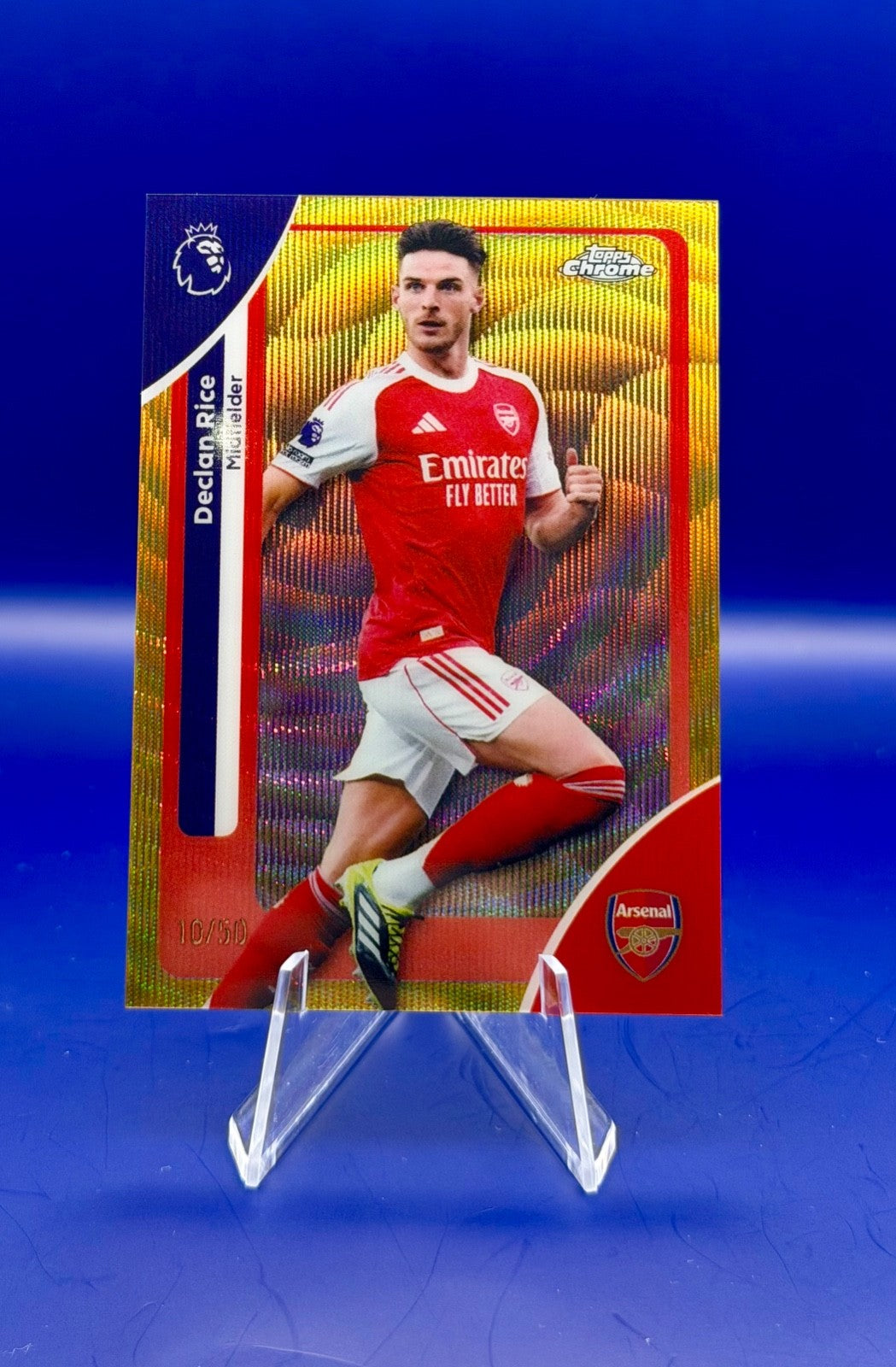 2025-26 Topps Chrome Declan Rice Arsenal Gold Refractor /50
