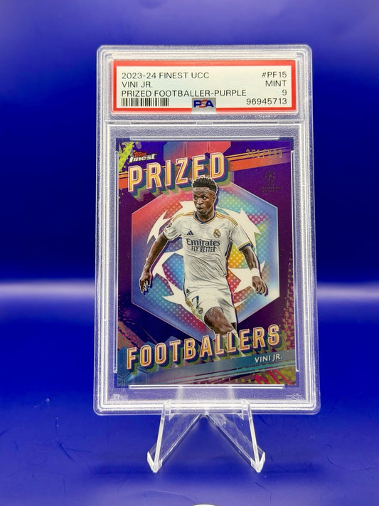2023-24 Topps Finest UCC Vini Jr Prized Footballer Purple PSA 9