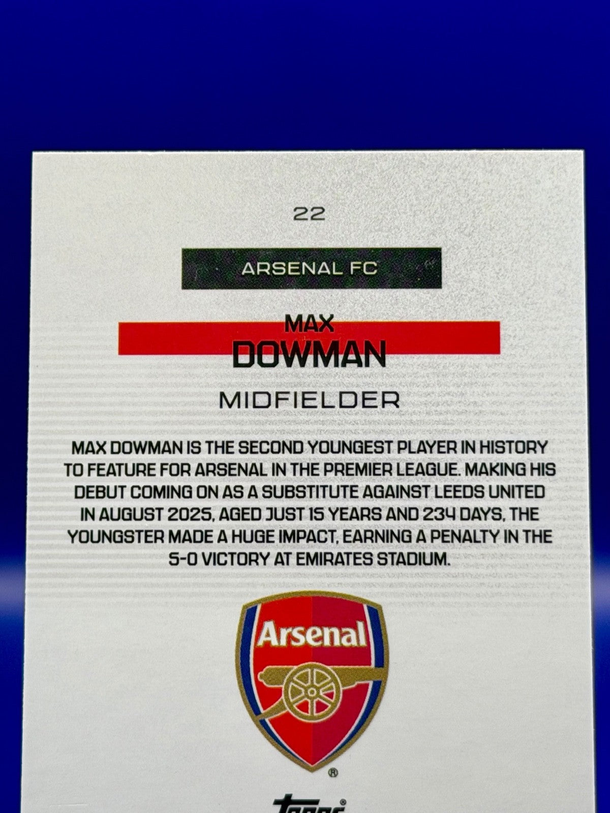Topps Arsenal Teamset Max Dowman Boafide Rookie