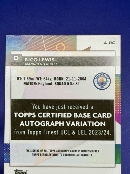2023-24 Topps Finest Uefa Club Competitions - Autographs Rico Lewis #A-Rc (AU)