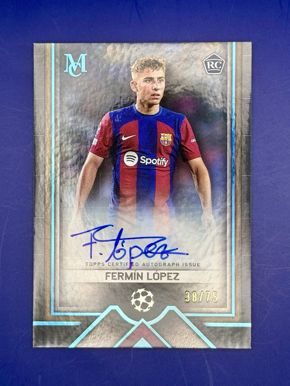 2023-24 Topps Museum UCC Barcelona Fermin Lopez Archival RC Auto /75
