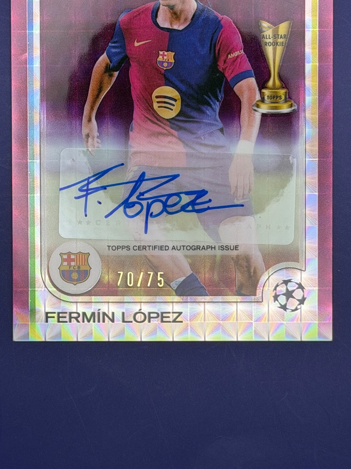 2024-25 Topps Chrome UCC Barcelona Fermin Lopez Auto Magenta Refractor /75