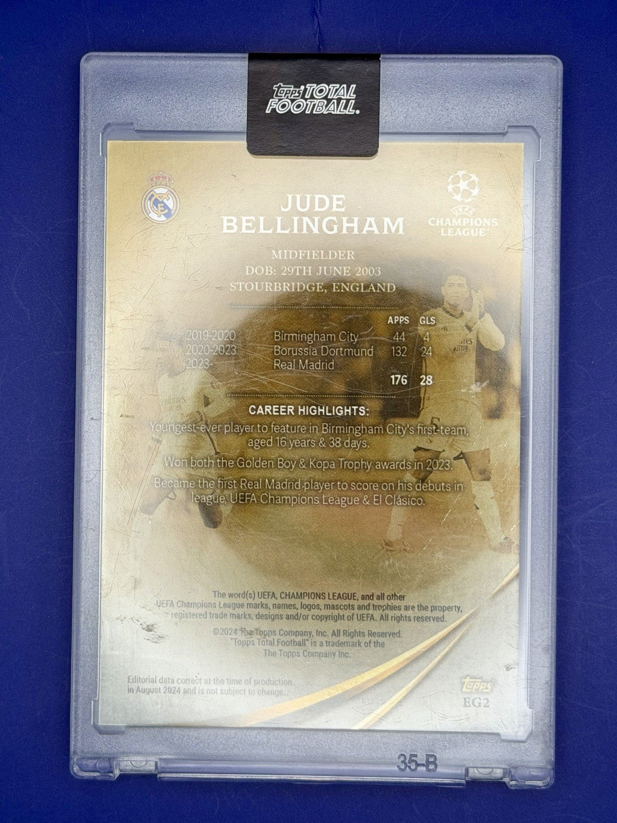 Topps Jude Bellingham Real Madrid Eternal Gold /50 Champions League 2023-2024