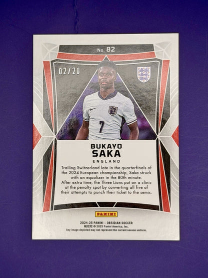2024-25 Panini Obsidian - Bukayo Saka #82 Electric Etch Blue /20