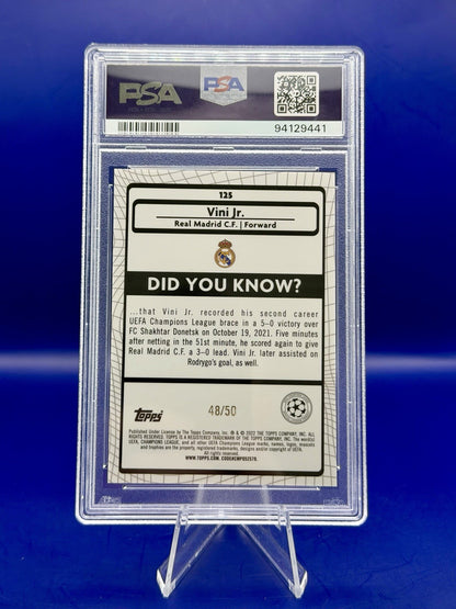 2021-2022 Topps Merlin Chrome UEFA Vini JR. Gold Refractor /50 PSA 10